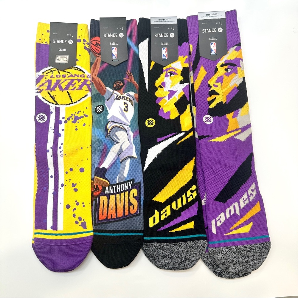 Stance NBA Lakers Player Graphic Socks - Purple, Black, Yellow